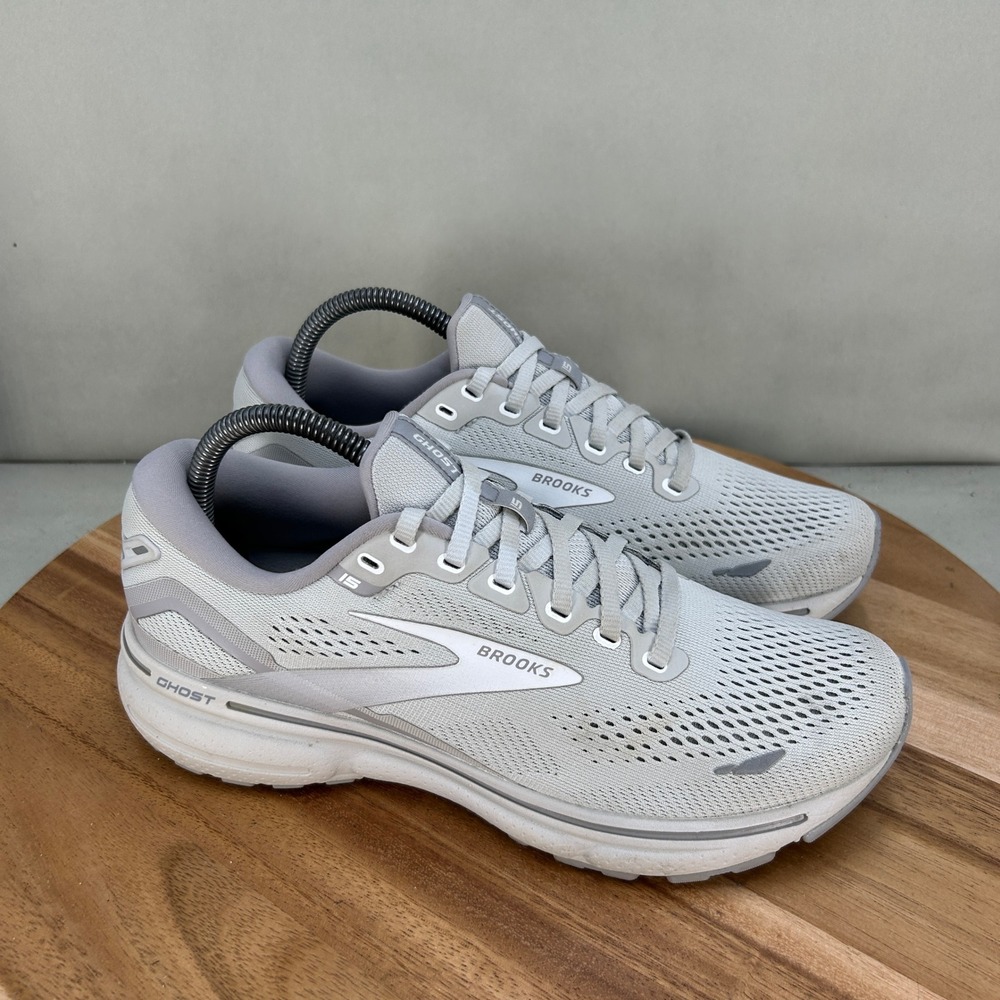 Brooks Ghost 15 Womens Running Shoes Gray Silver 1203801B112 Size 9 Medium B